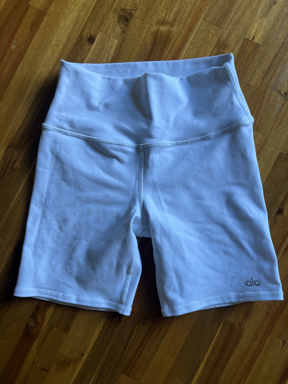 ALO Yoga White High-Waist Bike Shorts